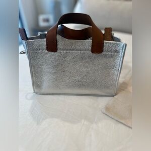 PARKER THATCH SILVER LEATHER MICRO MIMI TOTE - SOLD OUT
